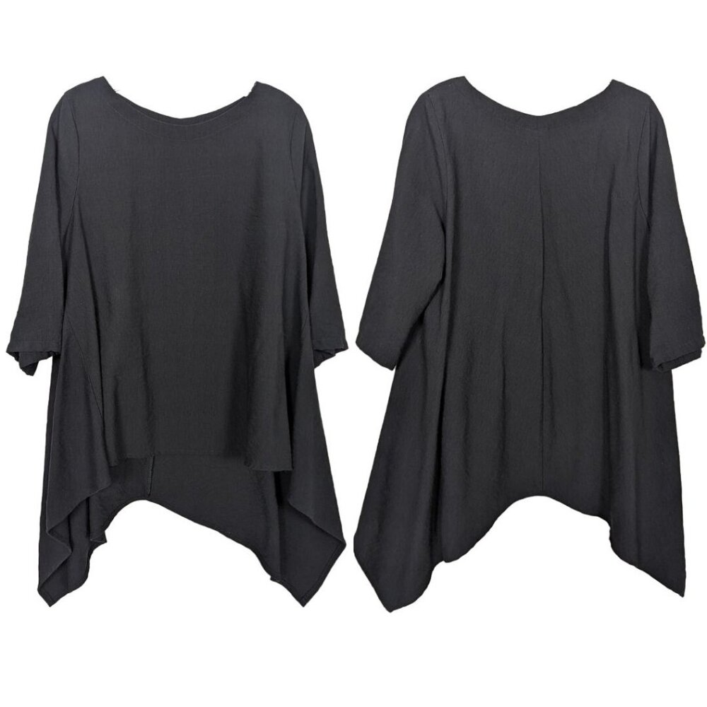 NICHE NILGUN DERMAN asymmetrical hem Lagenlook comfortable‎ black Tunic L